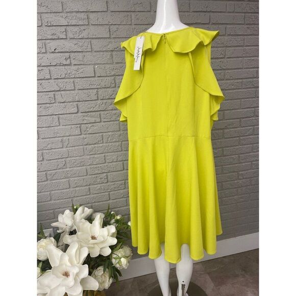 Nicole Miller Studio Women Bright Yellow Flutter Sleeve Swing Dress Size 24W NWT - Picture 5 of 8
